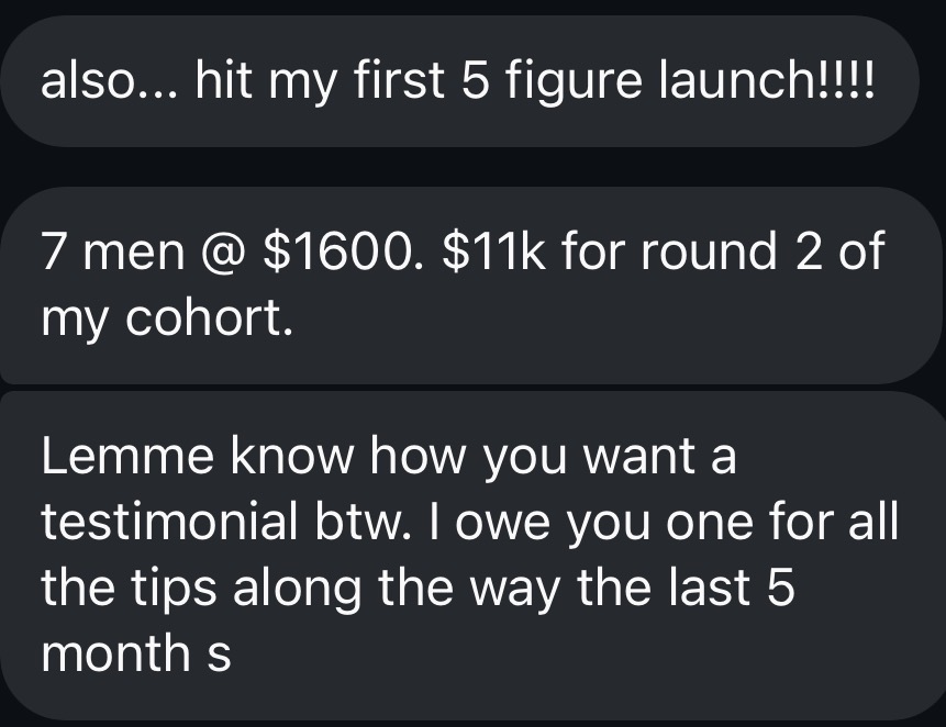 Ian closed his first five-figure cohort